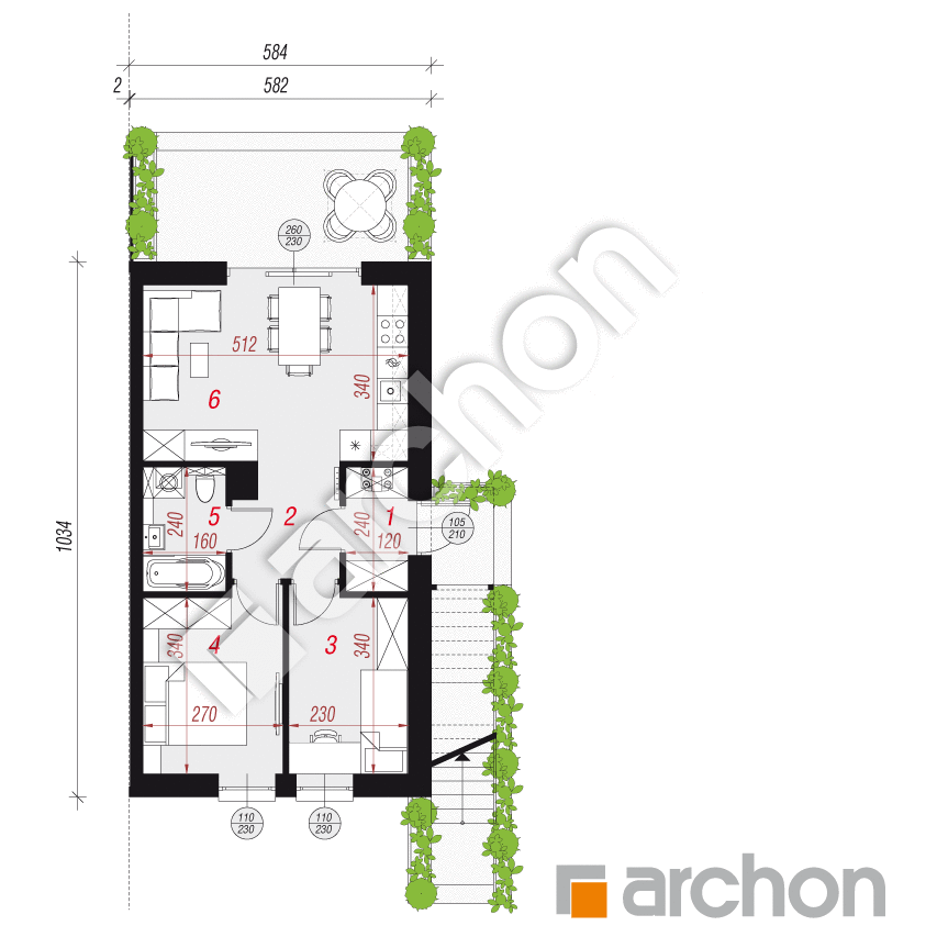 gotowy projekt Dom w omanach (R2BE) rzut parteru