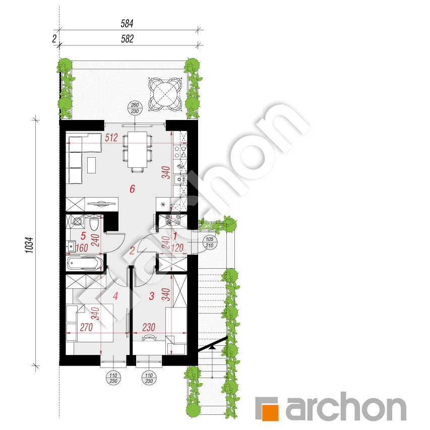 gotowy projekt Dom w omanach (R2BE) rzut parteru