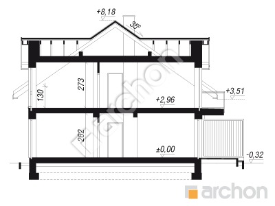 gotowy projekt Dom w omanach (R2BE) przekroj budynku