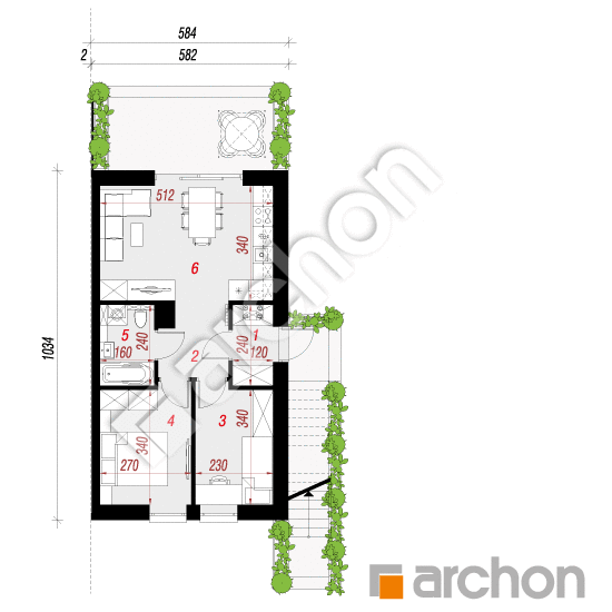 gotowy projekt Dom w omanach (R2BE) rzut parteru