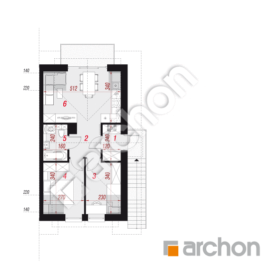 gotowy projekt Dom w omanach (R2BE) rzut poddasza