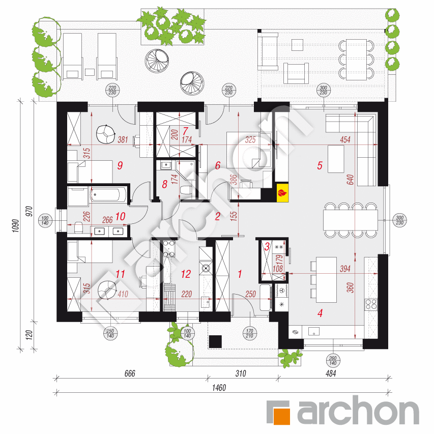 gotowy projekt Dom w rubensach (E) rzut parteru