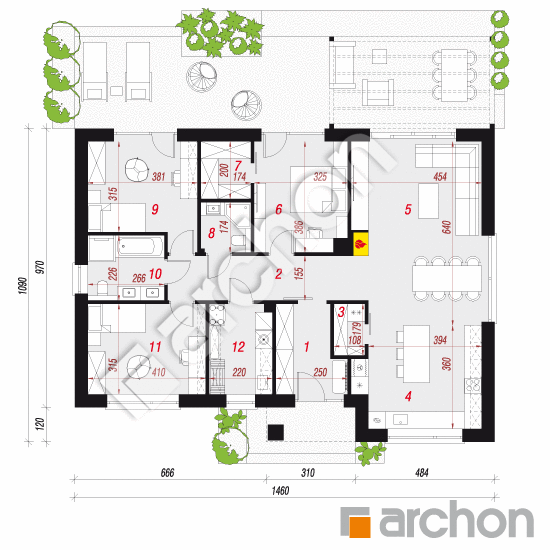 gotowy projekt Dom w rubensach (E) rzut parteru