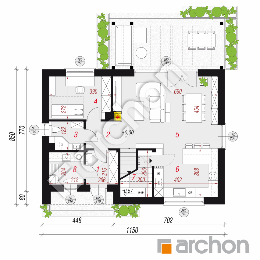 gotowy projekt Dom w malinówkach 52 rzut parteru