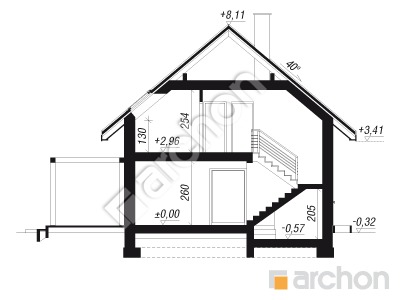 gotowy projekt Dom w malinówkach 52 przekroj budynku