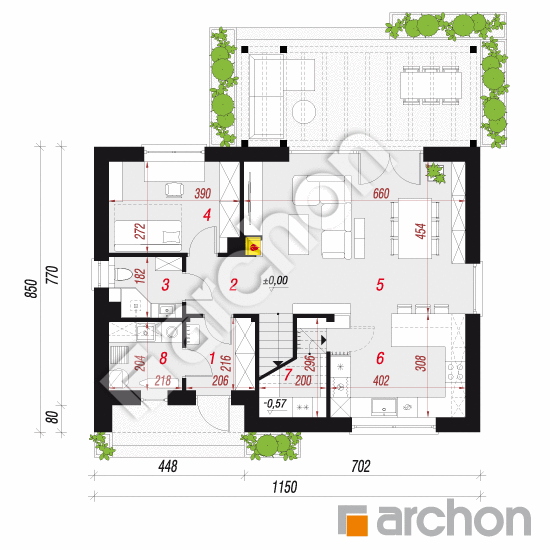 gotowy projekt Dom w malinówkach 52 rzut parteru