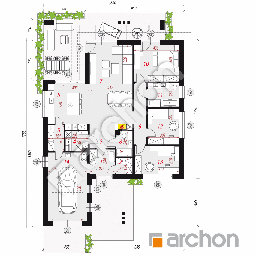 gotowy projekt Dom pod złotokapem 2 (GE) rzut parteru