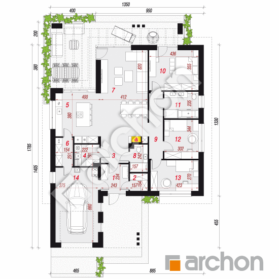 gotowy projekt Dom pod złotokapem 2 (GE) rzut parteru