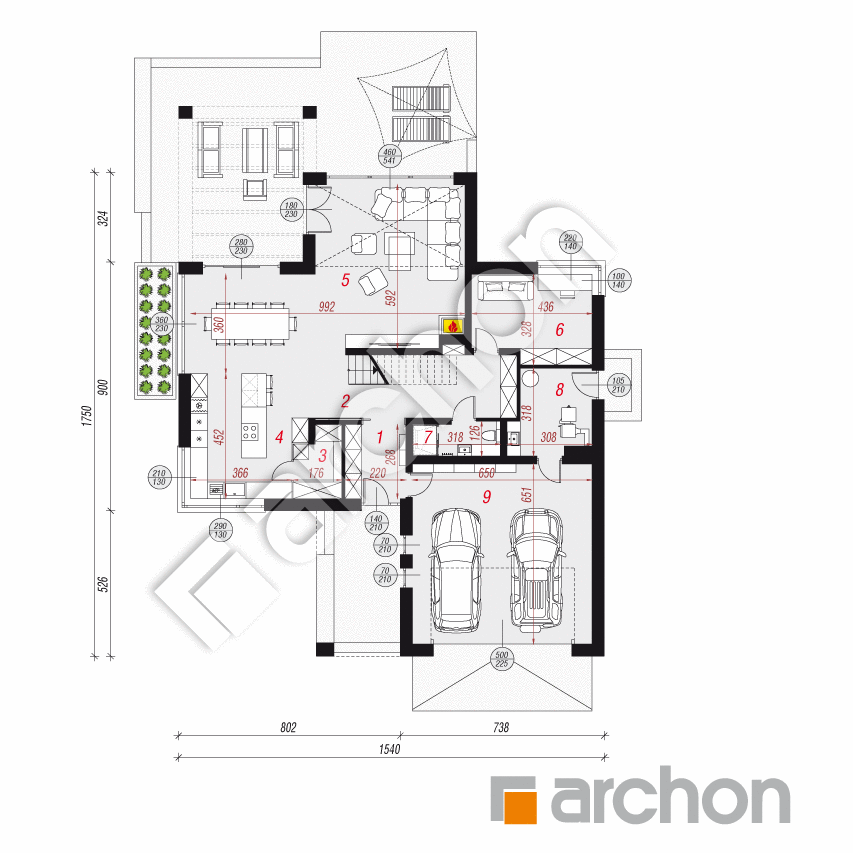 gotowy projekt Dom w felicjach 4 (G2) rzut parteru