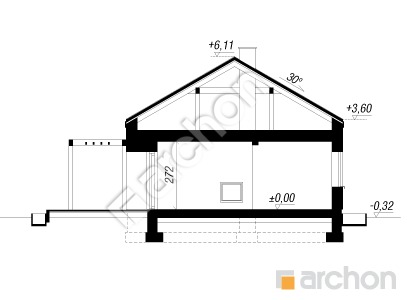 gotowy projekt Dom w mniszkach 3 (E) przekroj budynku