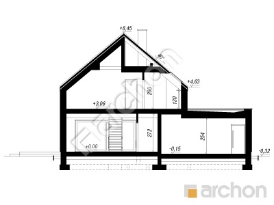gotowy projekt Dom w sanwitaliach 2 (G2E) przekroj budynku