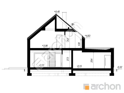 gotowy projekt Dom w sanwitaliach 2 (G2E) przekroj budynku