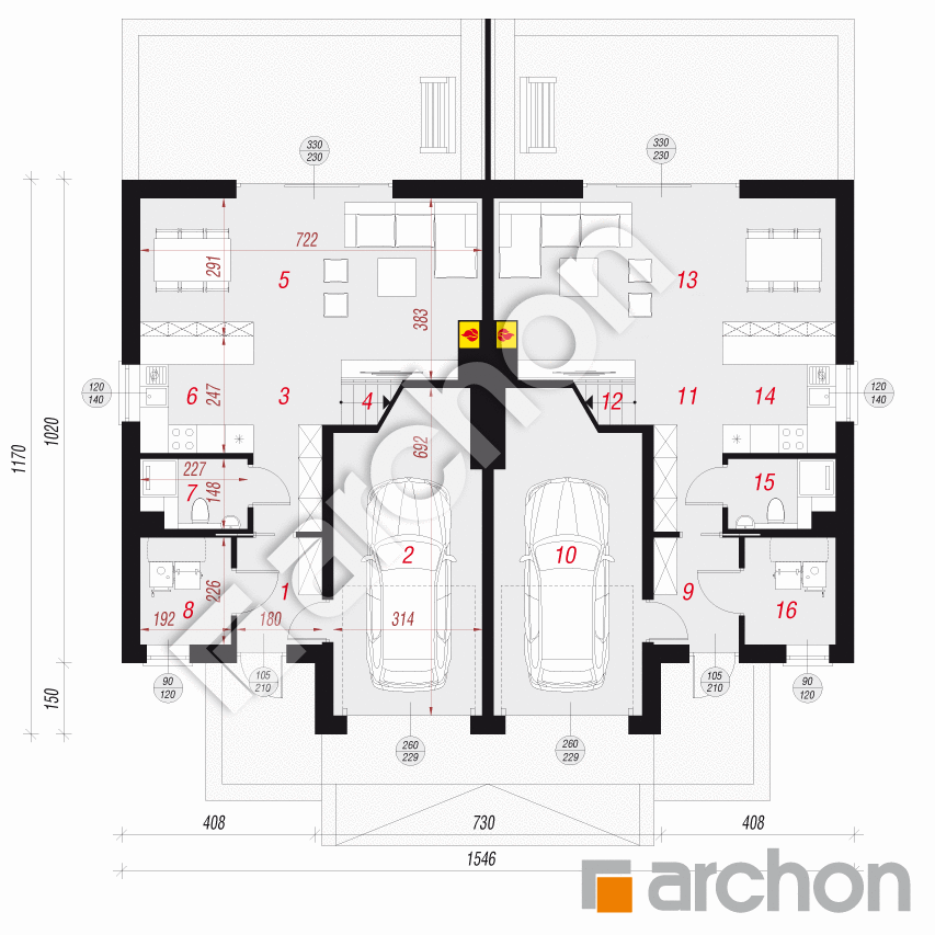 gotowy projekt Dom w klematisach 21 (R2) rzut parteru