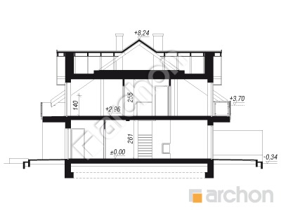 gotowy projekt Dom w klematisach 21 (R2) przekroj budynku