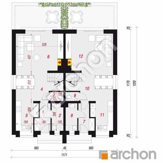 gotowy projekt Dom pod miłorzębem 9 (R2NT) rzut parteru