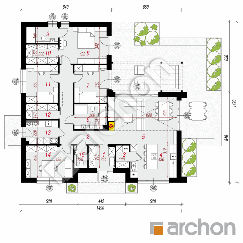 gotowy projekt Dom w bakopach (E) rzut parteru