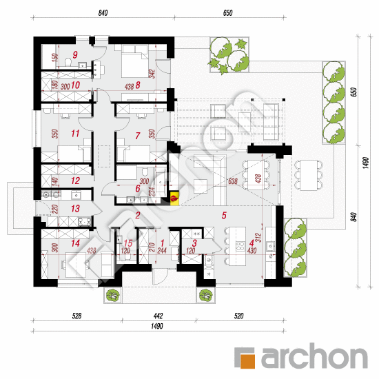 gotowy projekt Dom w bakopach (E) rzut parteru