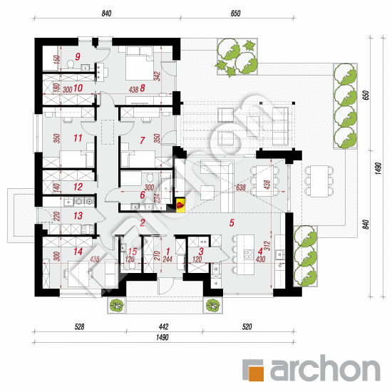 gotowy projekt Dom w bakopach (E) rzut parteru