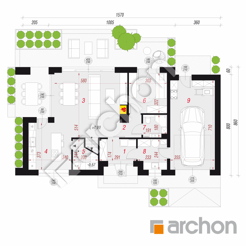 gotowy projekt Dom w trzcinnikach 3 (GE) rzut parteru