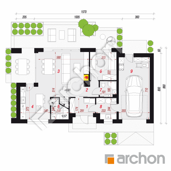 gotowy projekt Dom w trzcinnikach 3 (GE) rzut parteru