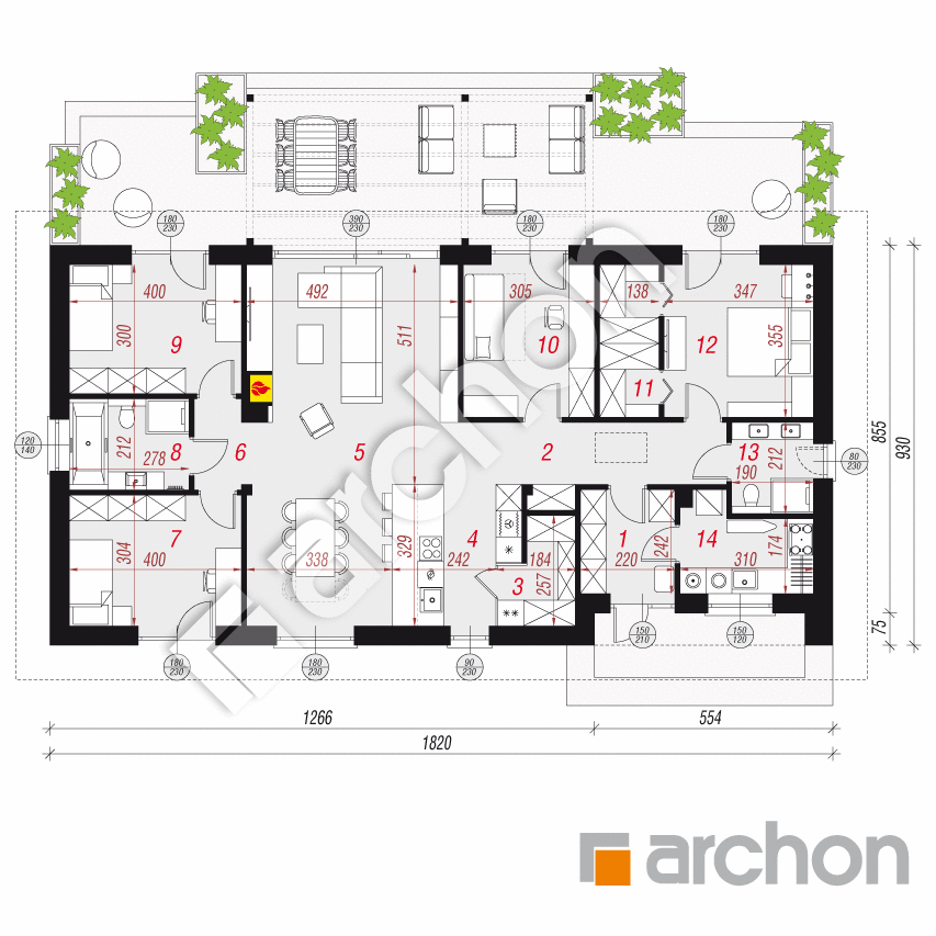 gotowy projekt Dom w anseliach (E) rzut parteru