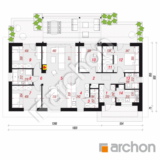 gotowy projekt Dom w anseliach (E) rzut parteru