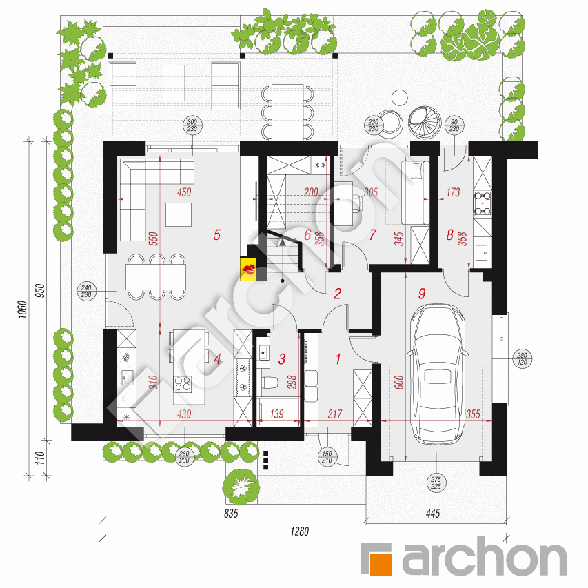 gotowy projekt Dom w daliach 5 (GE) rzut parteru
