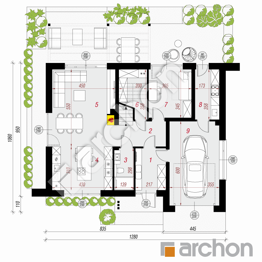 gotowy projekt Dom w daliach 5 (GE) rzut parteru