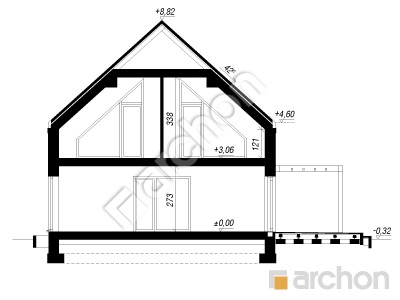 gotowy projekt Dom w daliach 5 (GE) przekroj budynku