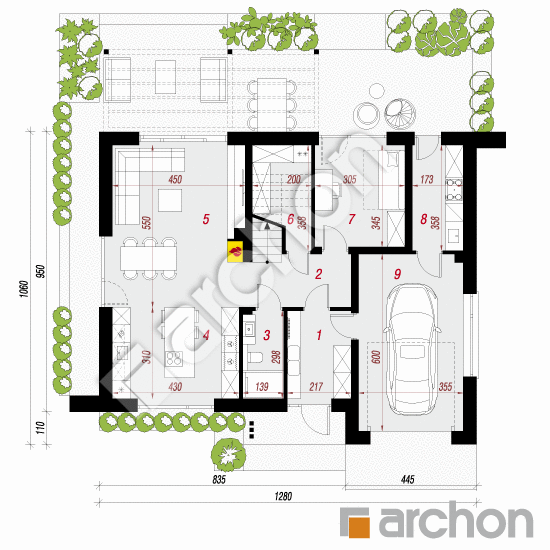 gotowy projekt Dom w daliach 5 (GE) rzut parteru