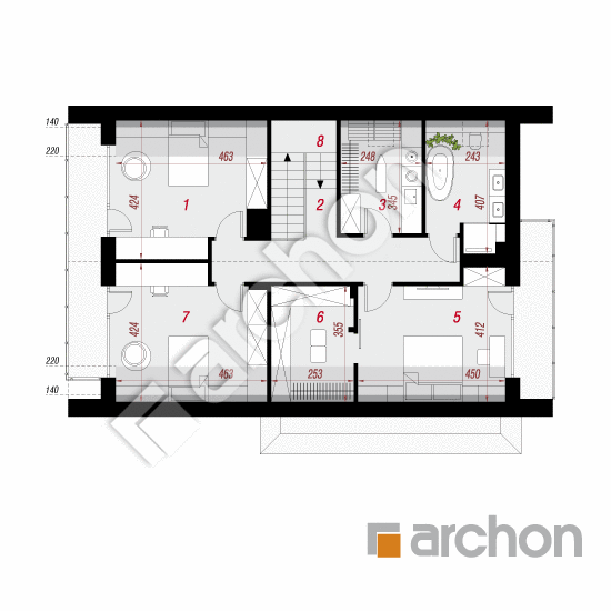 gotowy projekt Dom w daliach 5 (GE) rzut poddasza