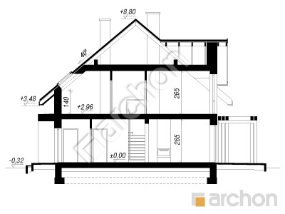 gotowy projekt Dom w krynkach 2 (R2) przekroj budynku