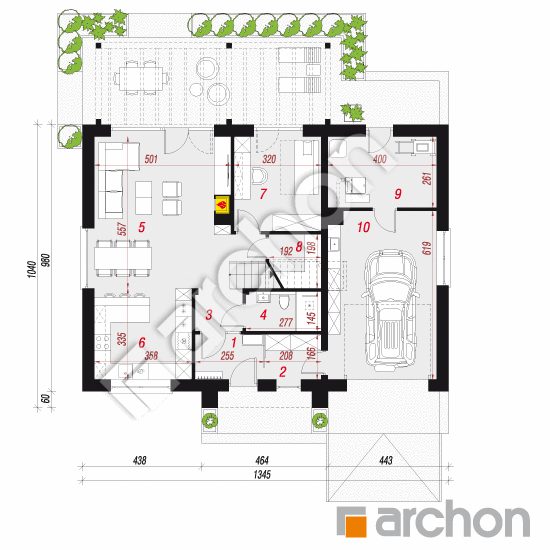 gotowy projekt Dom w balsamowcach 24 (G) rzut parteru