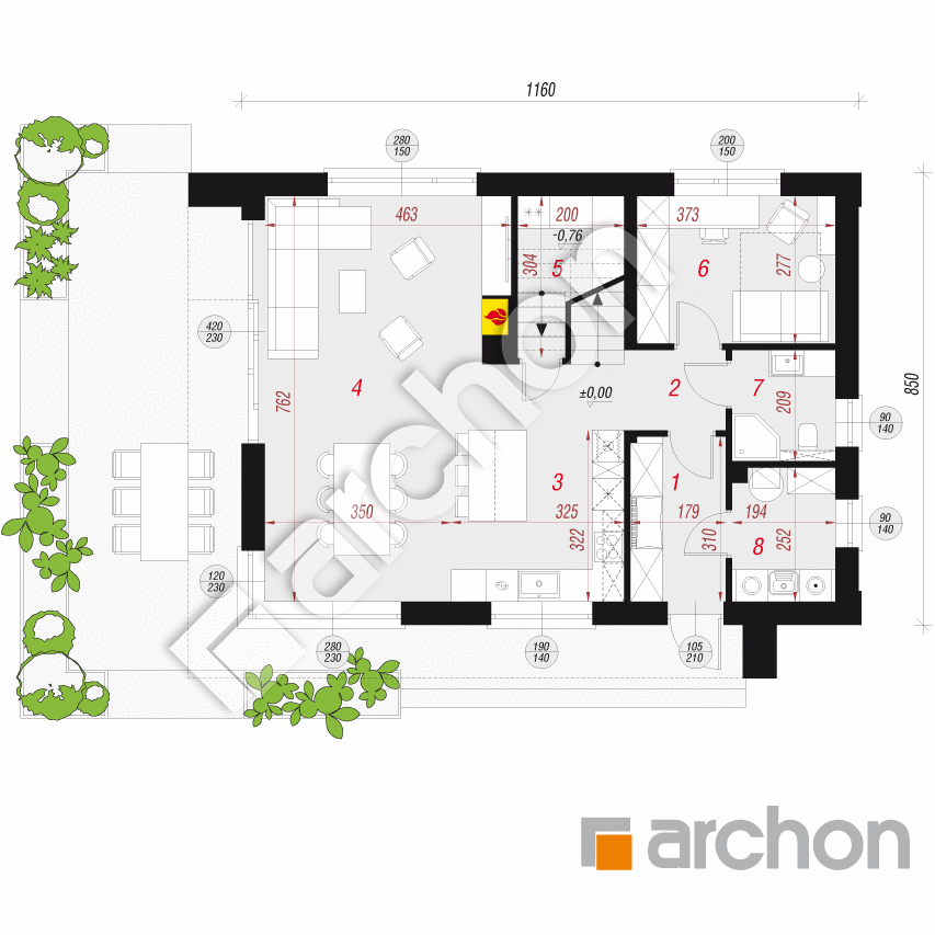 gotowy projekt Dom w wisteriach 19 rzut parteru