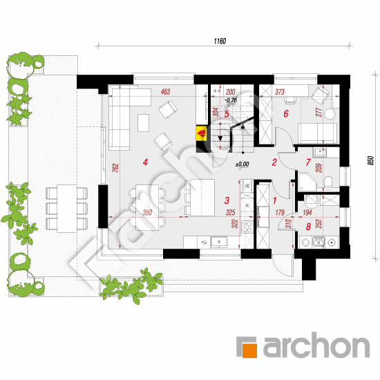 gotowy projekt Dom w wisteriach 19 rzut parteru