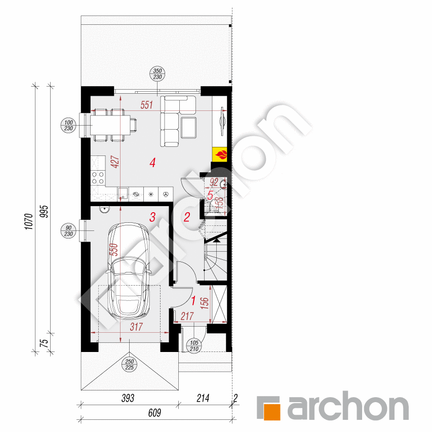 gotowy projekt Dom w riveach 22 (GB) rzut parteru