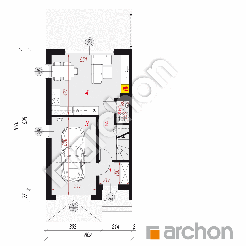 gotowy projekt Dom w riveach 22 (GB) rzut parteru