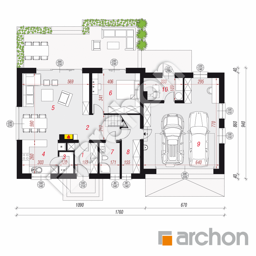 gotowy projekt Dom w rododendronach 26 (G2) rzut parteru