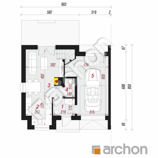 gotowy projekt Dom w gunnerach (B) rzut parteru