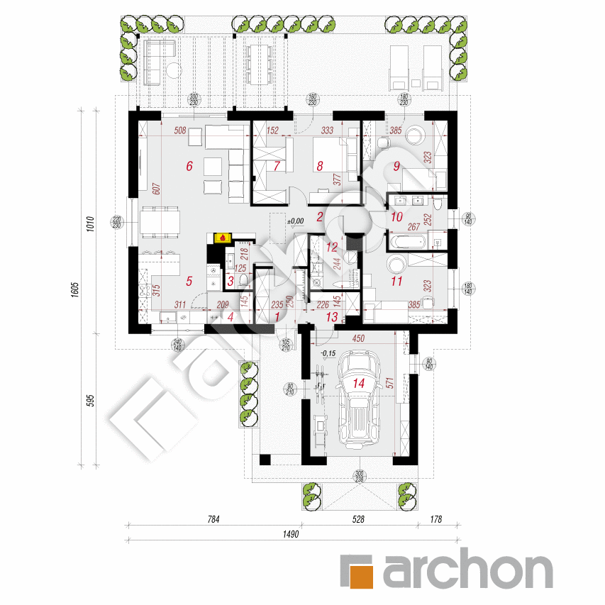 gotowy projekt Dom w lipiennikach 6 (GA) rzut parteru