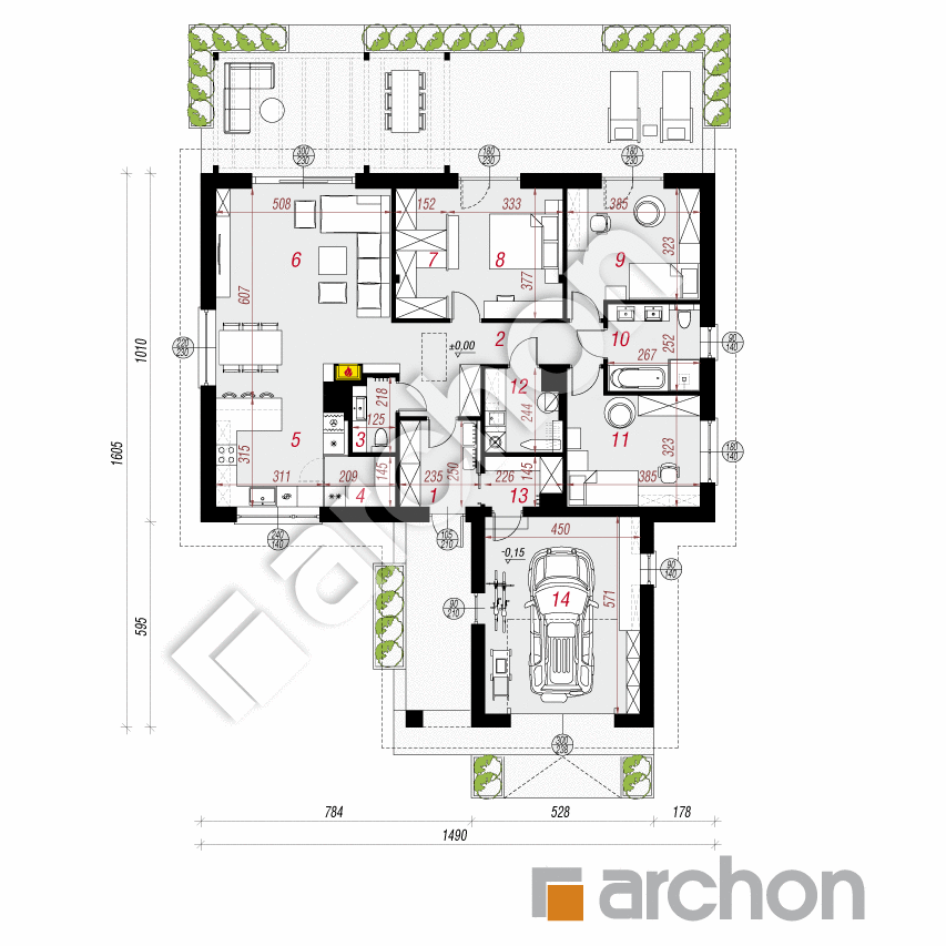 gotowy projekt Dom w lipiennikach 6 (GA) rzut parteru