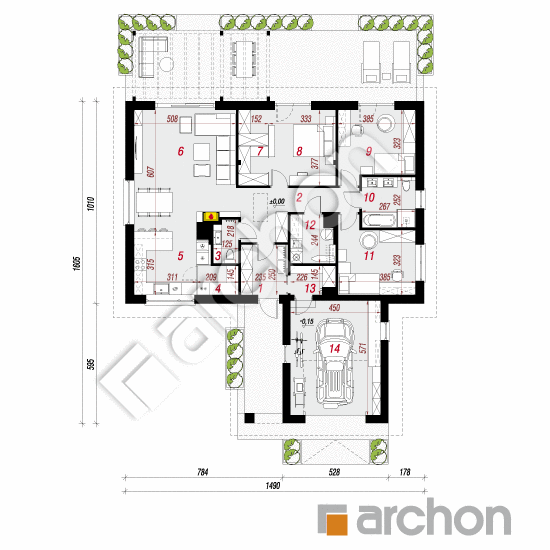 gotowy projekt Dom w lipiennikach 6 (GA) rzut parteru