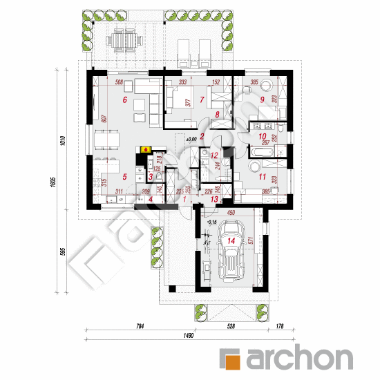 gotowy projekt Dom w lipiennikach 6 (GA) rzut parteru