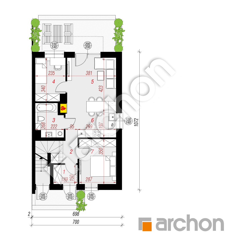 gotowy projekt Dom w bratkach 3 (R2B) rzut parteru