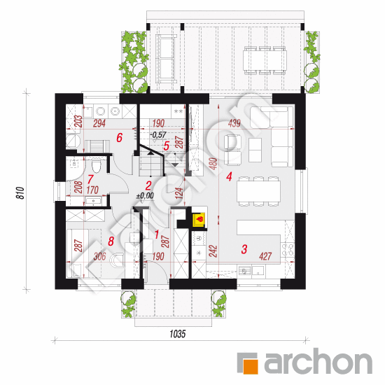 gotowy projekt Dom w zielistkach 34 rzut parteru