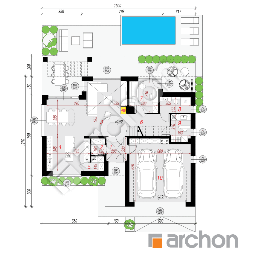 gotowy projekt Willa Sara (G2E) rzut parteru