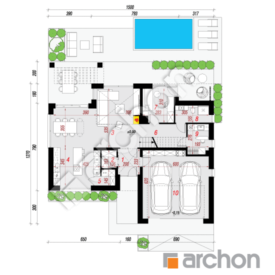 gotowy projekt Willa Sara (G2E) rzut parteru