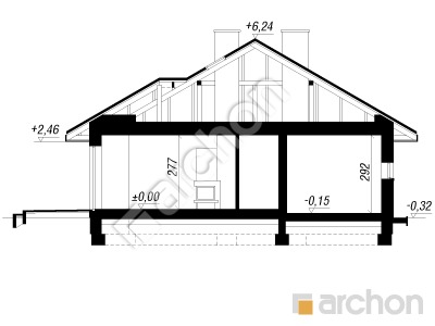 gotowy projekt Dom w cyprysikach (T) przekroj budynku