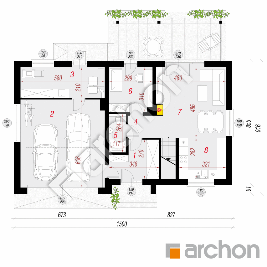 gotowy projekt Dom w limetkach 2 (G2) rzut parteru