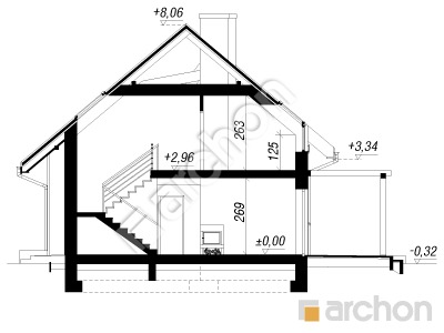 gotowy projekt Dom w limetkach 2 (G2) przekroj budynku